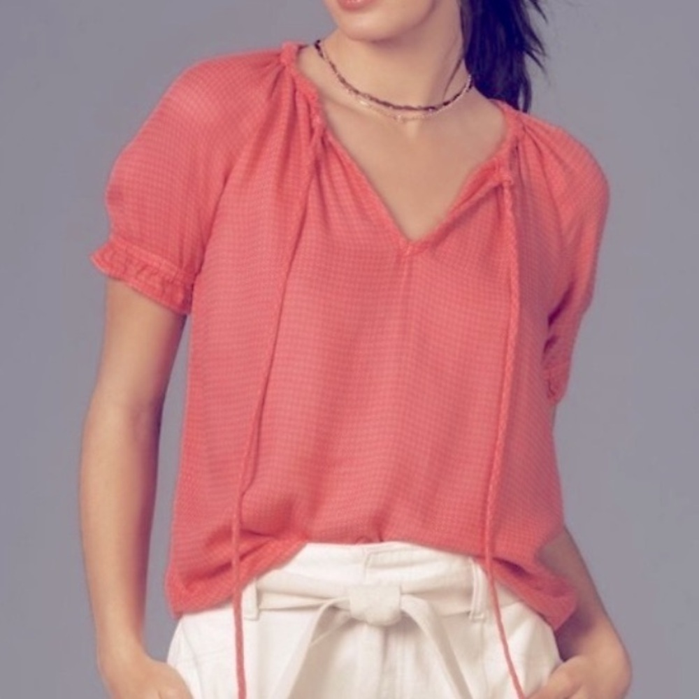 Cloth & Stone Pink Blouse Top Short Sleeve Casual Flowy Cotton Womens Size Small